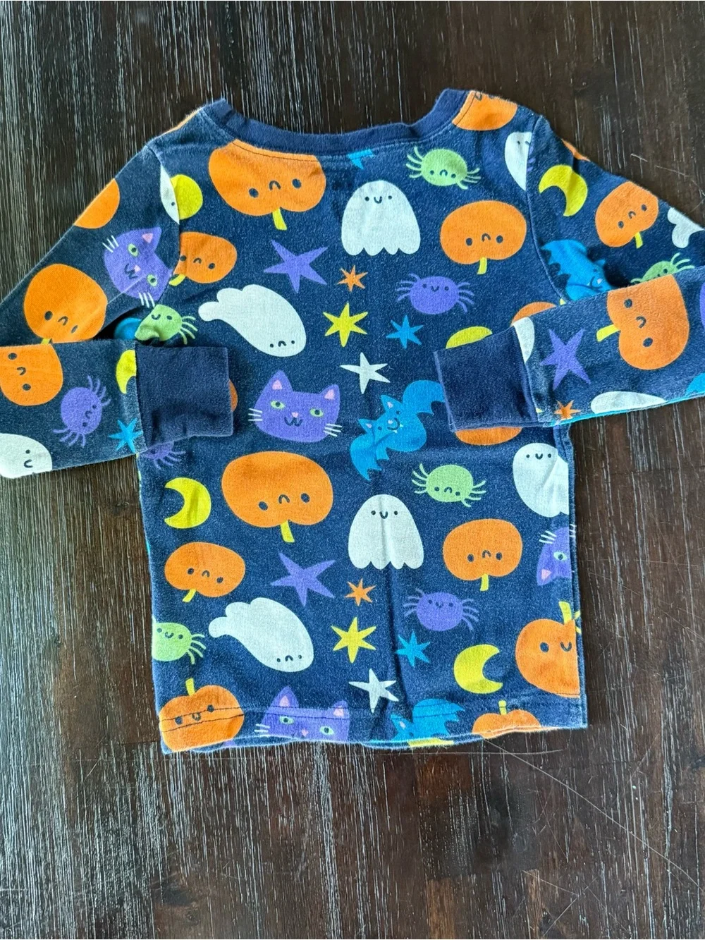 Old Navy Navy Halloween Pajama Set with Orange Pumpkins & Multicolor Characters